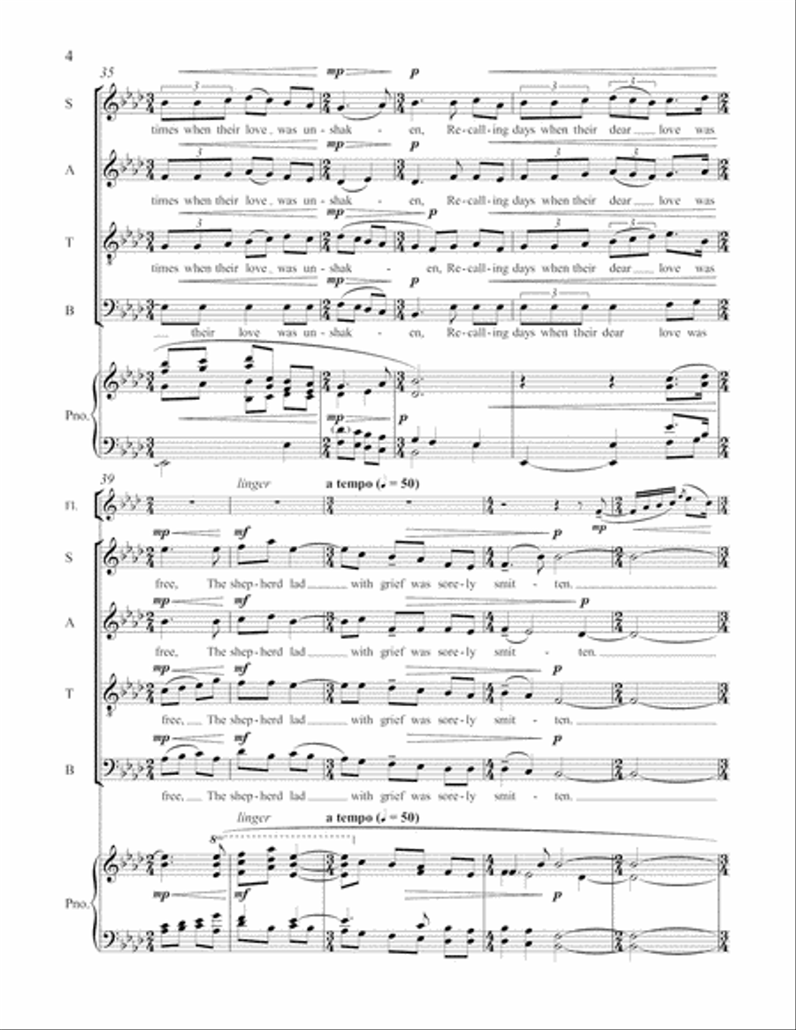 Three Sacred Songs: 2. The Shepherd Lad 4-Part scores gallery preview page 5