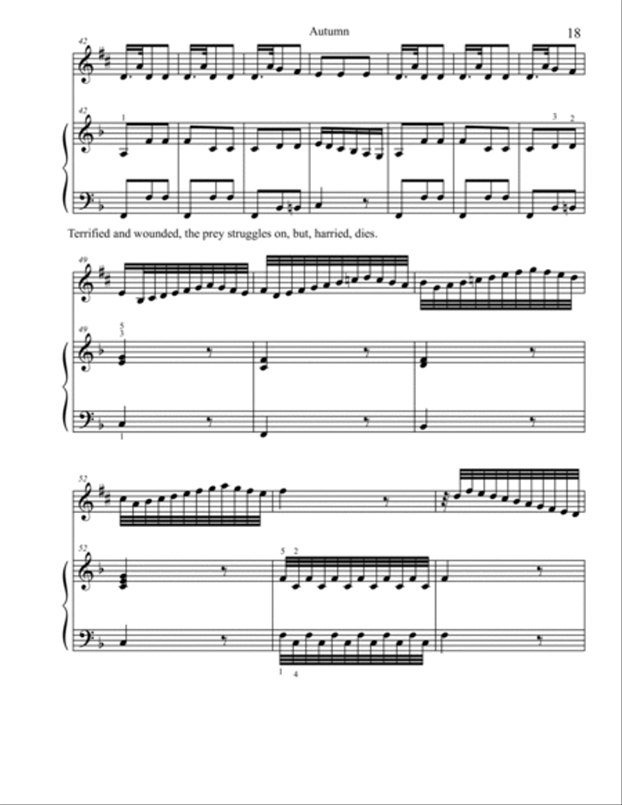 Classical Duets for Alto Saxophone & Piano: Autumn from Vivaldi's Four Seasons Woodwind Duet scores gallery preview page 3
