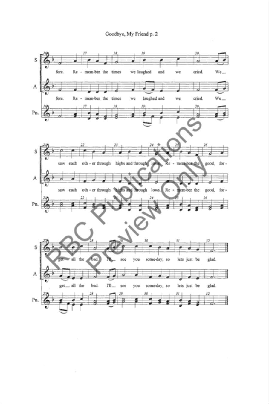 Goodbye, My Friend (SA) Goodbye, My Friend (SA) SA scores gallery preview page 4