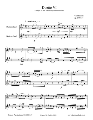 Stamitz: Duet Op. 27 No. 6 for Baritone Sax Duo