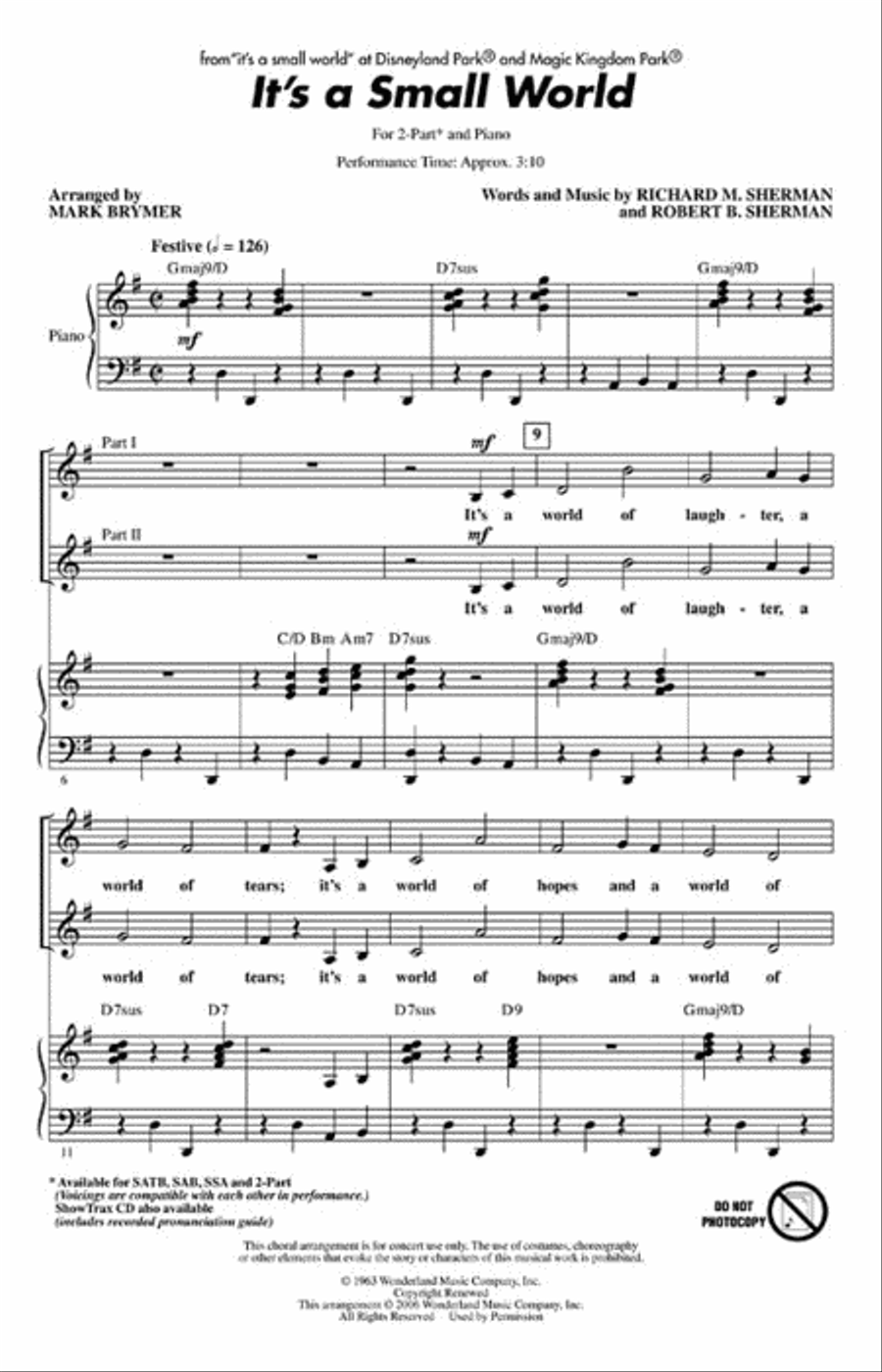 It's a Small World 2-Part scores gallery preview page 2