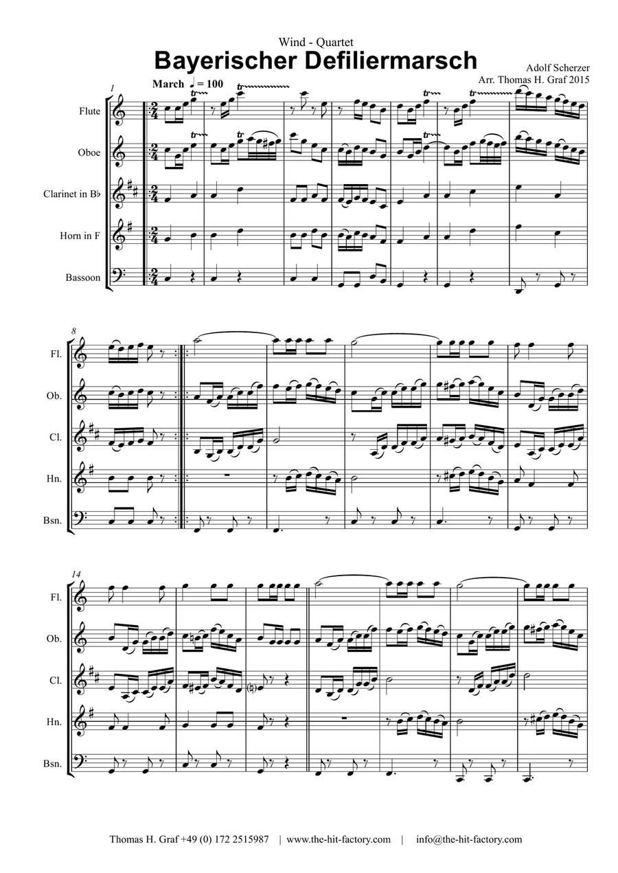 Bayerischer Defiliermarsch - German March - Oktoberfest - Wind Quintet Woodwind Quintet scores gallery preview page 1