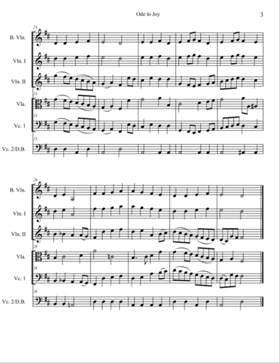 Ode to Joy Theme String Orchestra scores gallery preview page 3