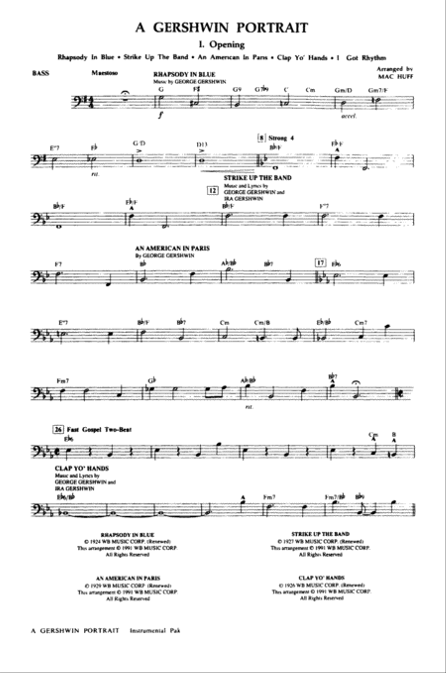 A Gershwin Portrait! The Music of George and Ira Gershwin: String Bass Double Bass scores gallery preview page 1