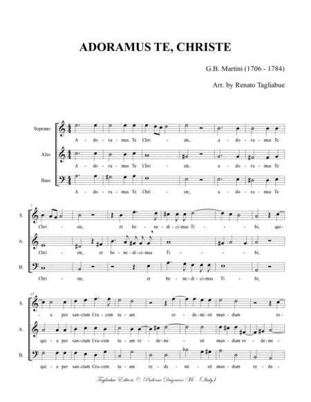 ADORAMUS TE CHRISTE and TRISTIS EST ANIMA MEA - Arr. for SAB Choir image number null