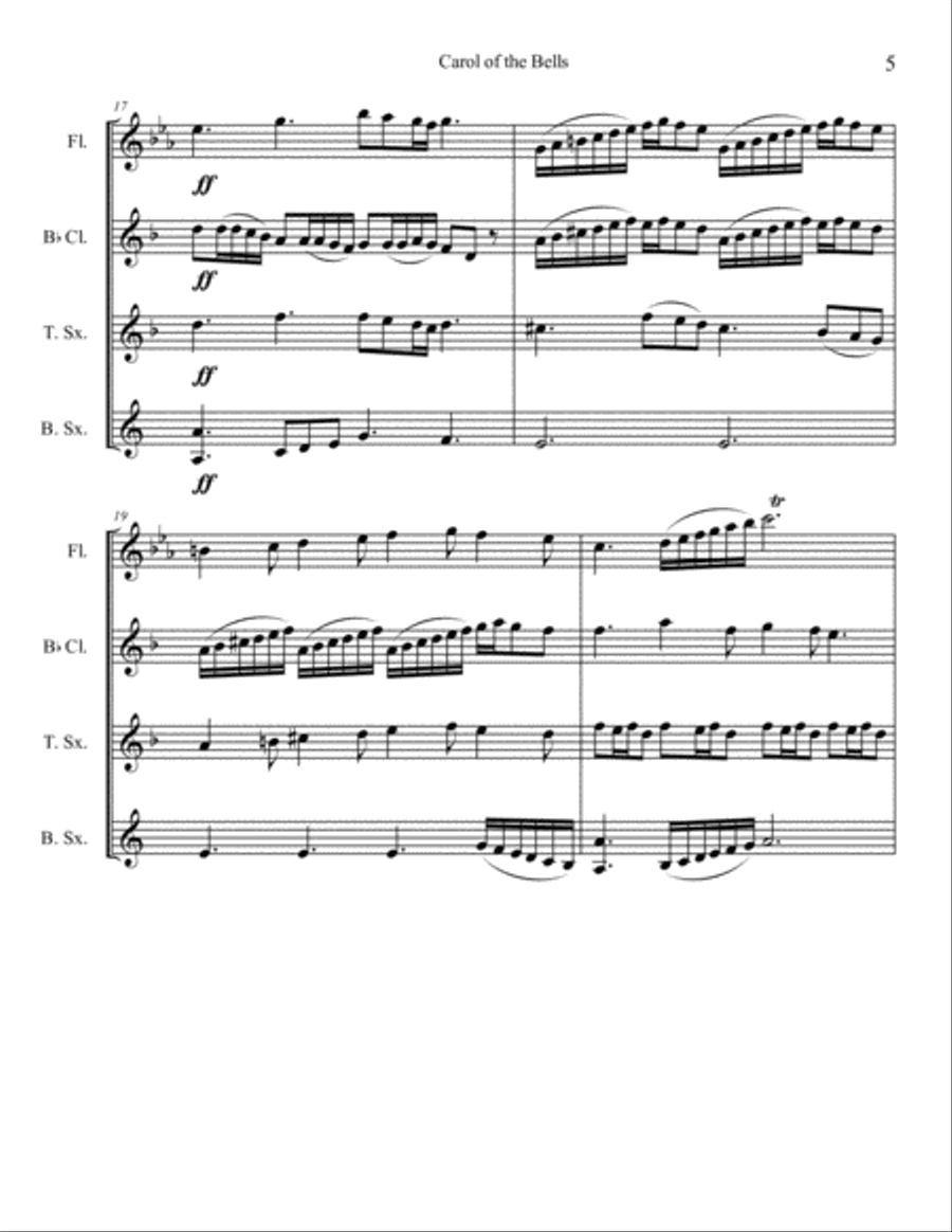 Carol of the Bells Small Ensemble scores gallery preview page 6