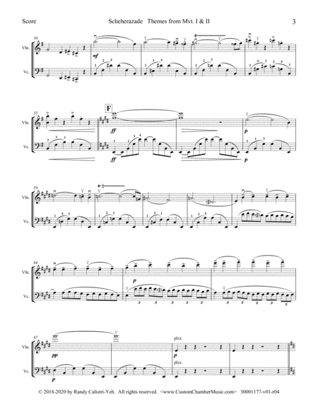 Rimsky-Korsakov - Scheherazade: Themes from Mvts 1 & 2 (violin/cello duet) image number null
