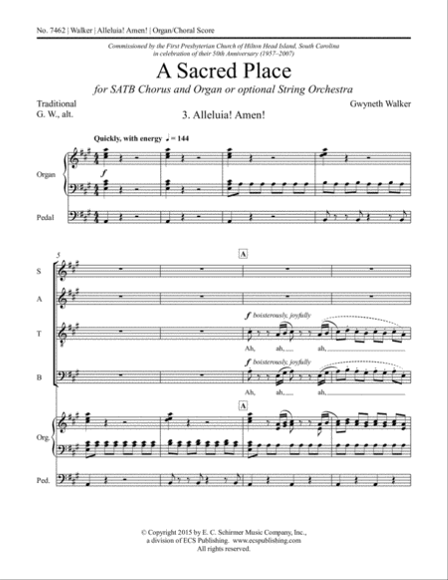 A Sacred Place: 3. Alleluia! Amen! 4-Part scores gallery preview page 2