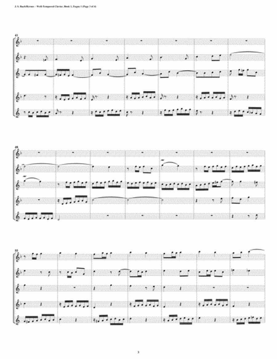 Fugue 01 from Well-Tempered Clavier, Book 2 (Saxophone Quintet) image number null