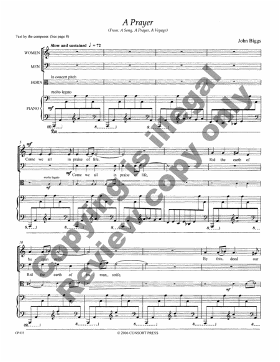 A Prayer (Full/Choral Score) image number null