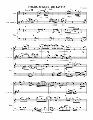 Prelude, Bacchanal and Reverie for Flute, Alto Sax and Piano