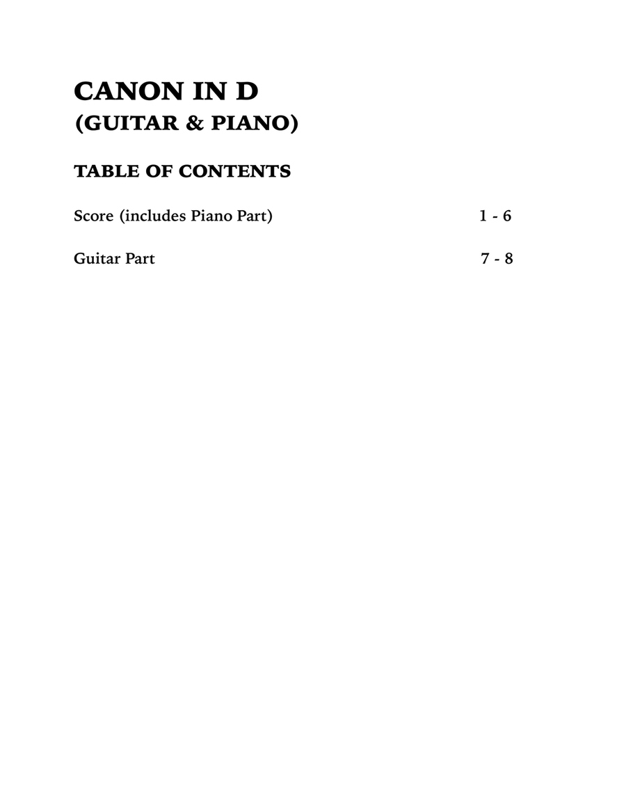 Canon in D (Guitar and Piano) Acoustic Guitar scores gallery preview page 4