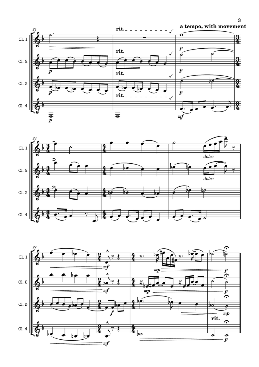 When She Loved Me Woodwind Quartet scores gallery preview page 3