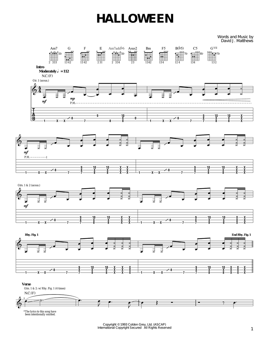 Halloween Acoustic Guitar scores gallery preview page 1