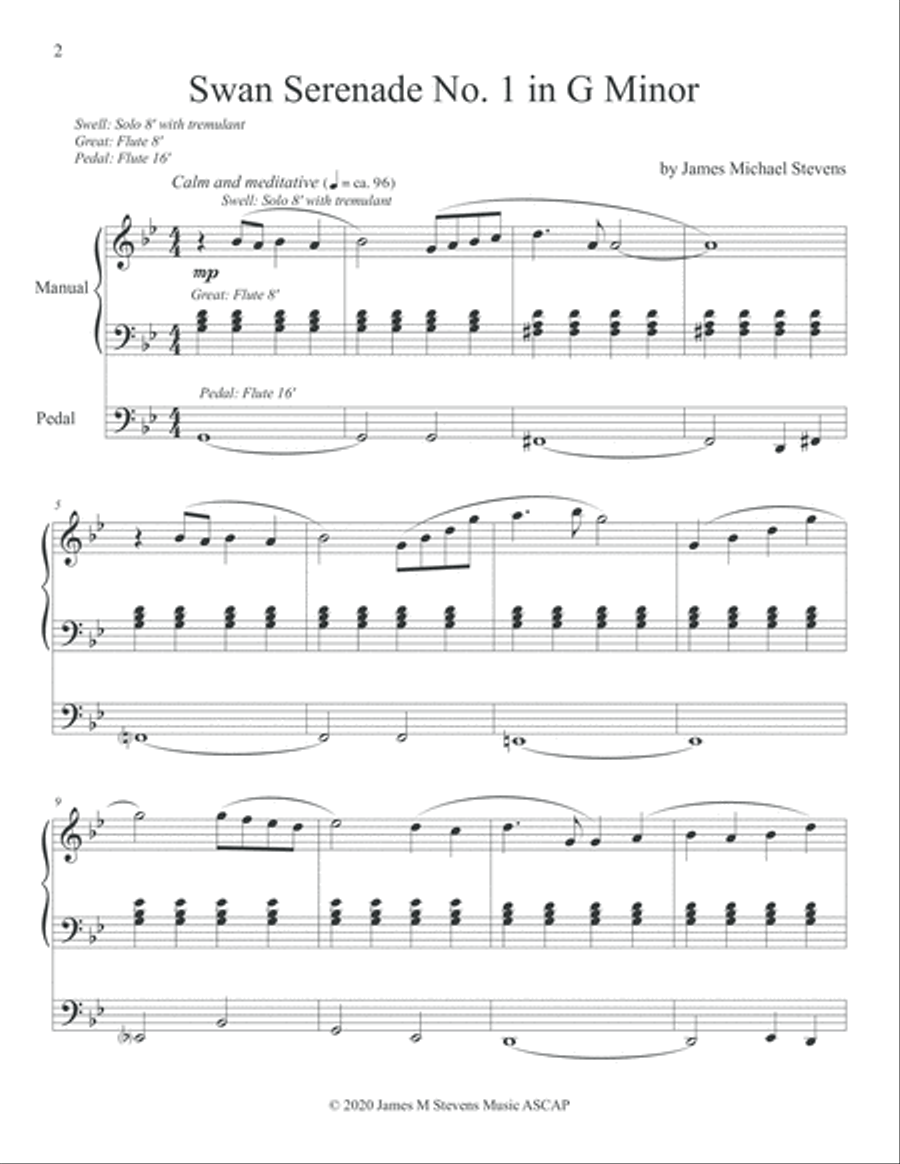 Swan Serenade No. 1 in G Minor Organ Solo scores gallery preview page 2