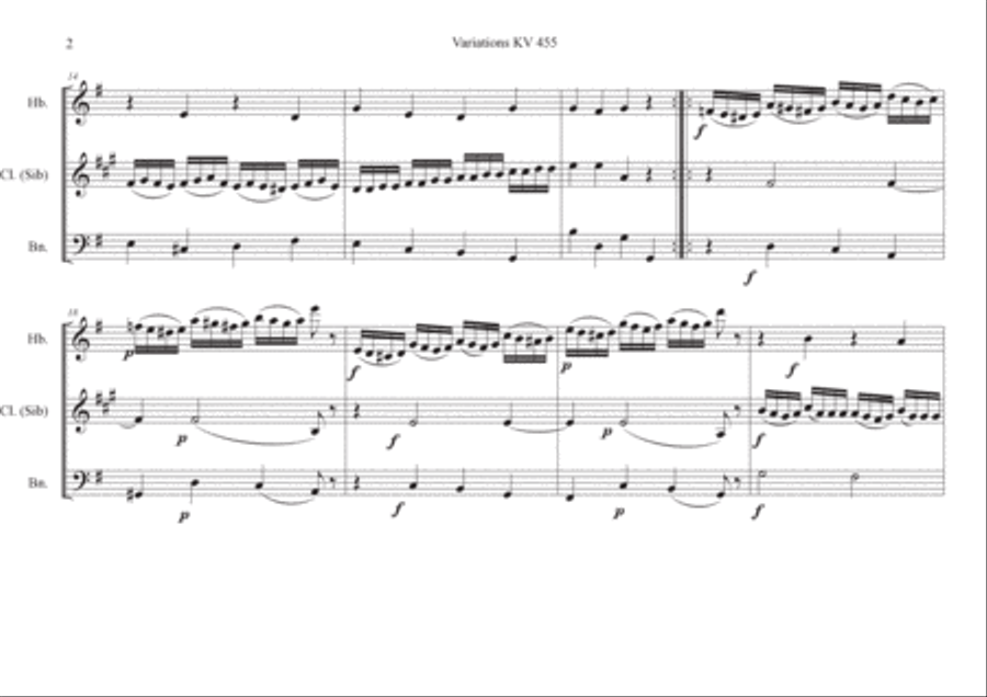 Variations KV 455 sur un thème de Gluck Woodwind Trio scores gallery preview page 2