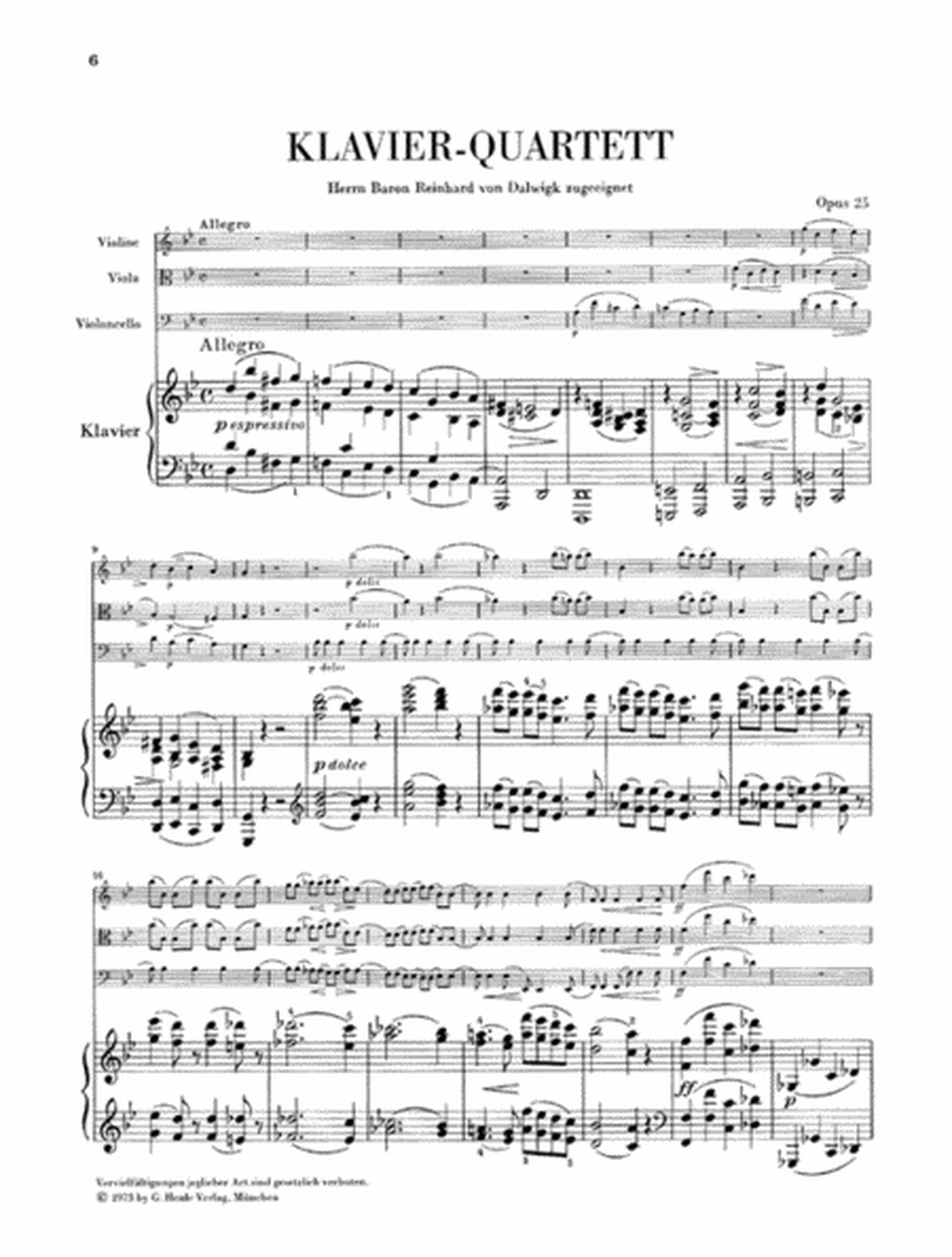 Piano Quartet G minor Op. 25