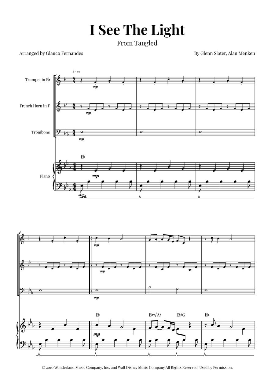 I See The Light Brass Trio scores gallery preview page 1