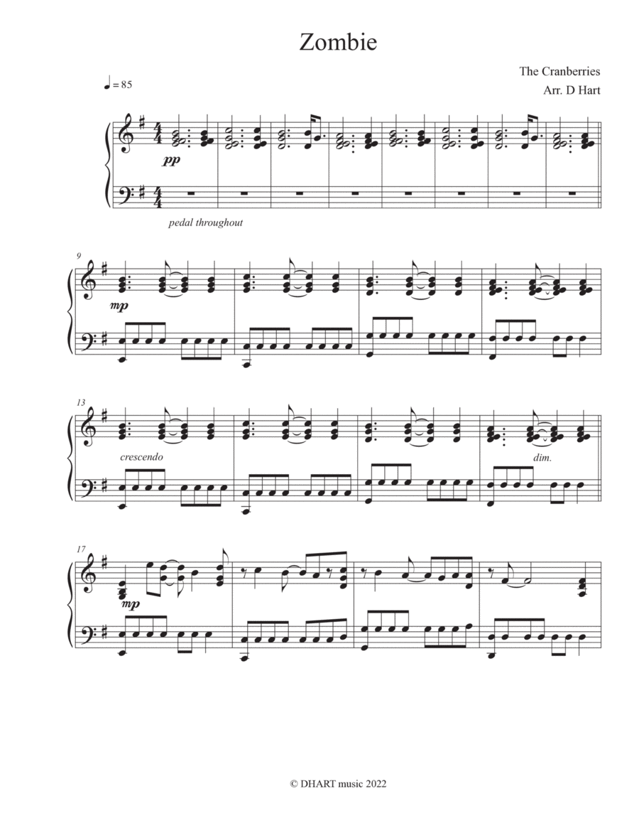 Zombie Piano Solo scores gallery preview page 1