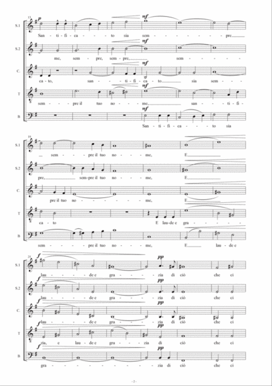 O PADRE NOSTRO - G. Verdi - Fo SSATB Choir Divisi scores gallery preview page 2