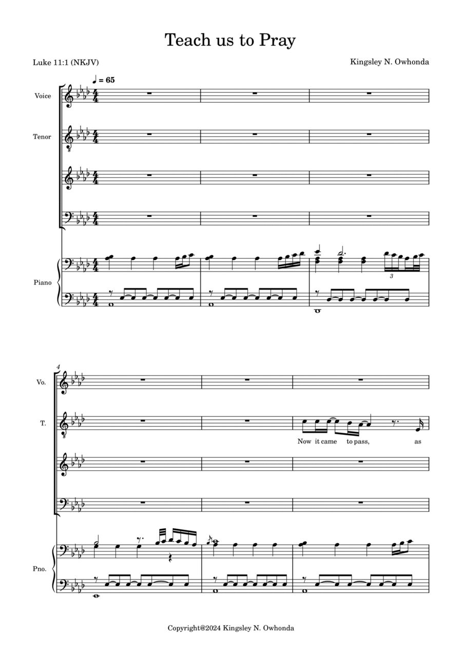 Teach us to Pray 4-Part scores gallery preview page 1