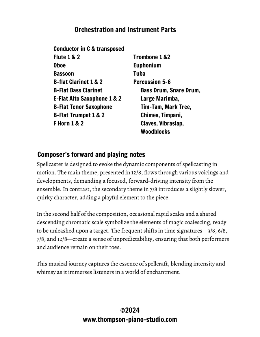 Spellcaster Concert Band scores gallery preview page 2