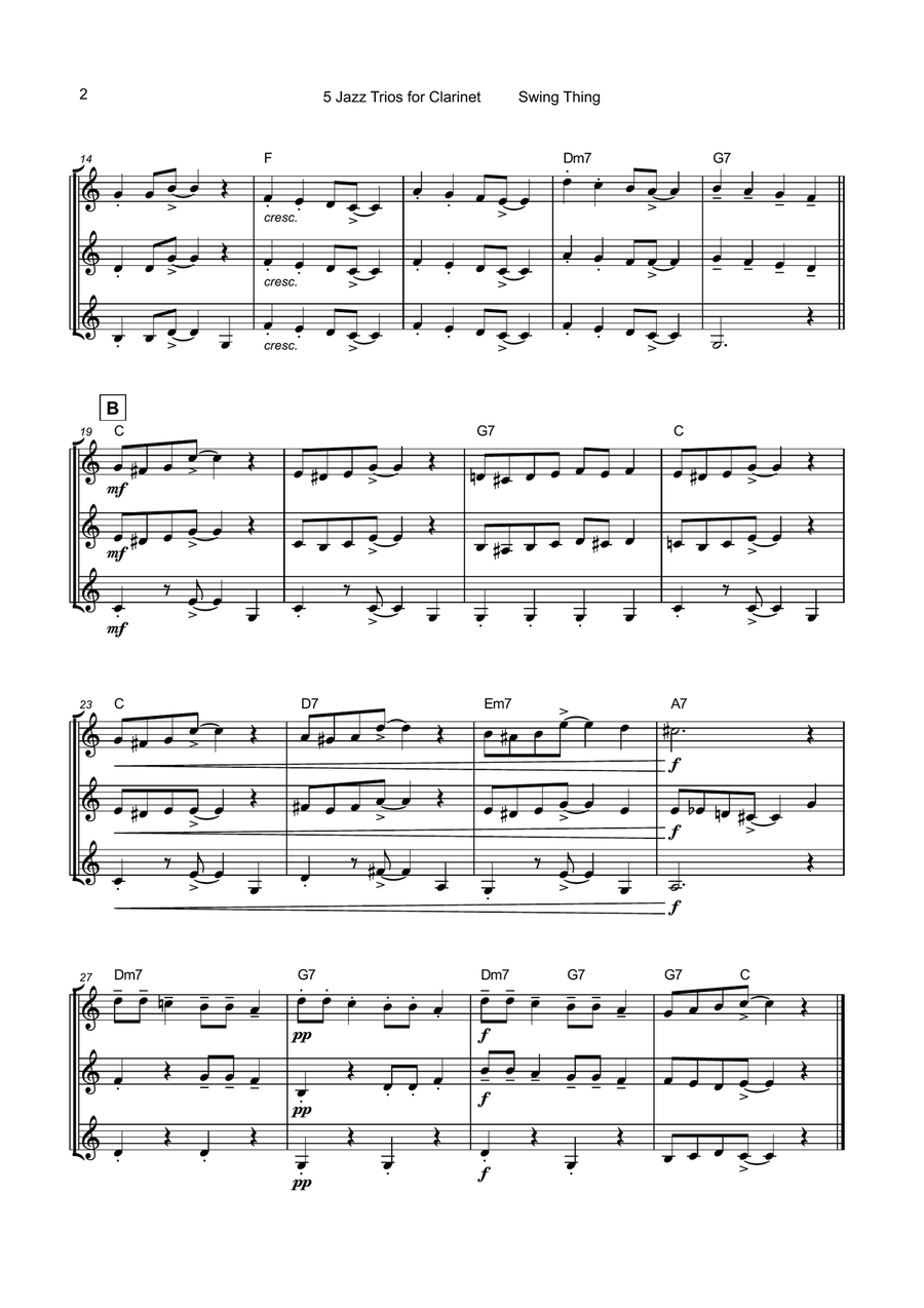 5 Jazz Trios for Clarinet Woodwind Ensemble scores gallery preview page 3