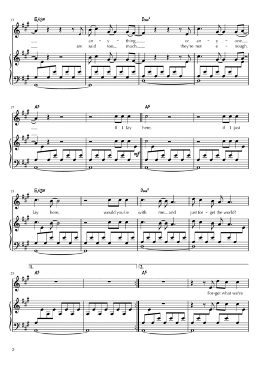 Chasing Cars Piano, Vocal, Guitar scores gallery preview page 2
