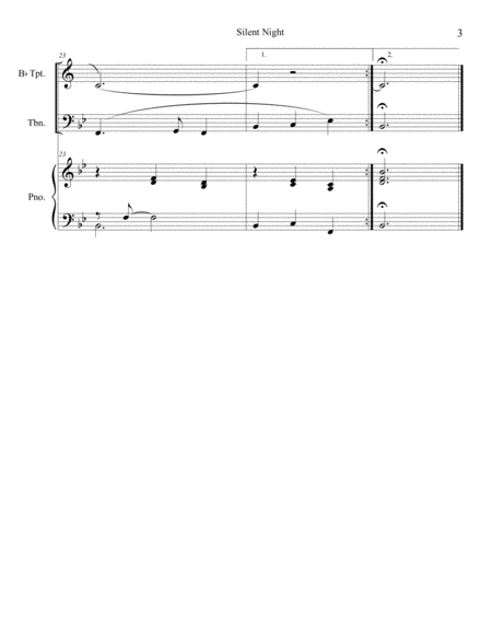 Silent Night (trumpet and trombone duet) with optional piano accompaniment image number null