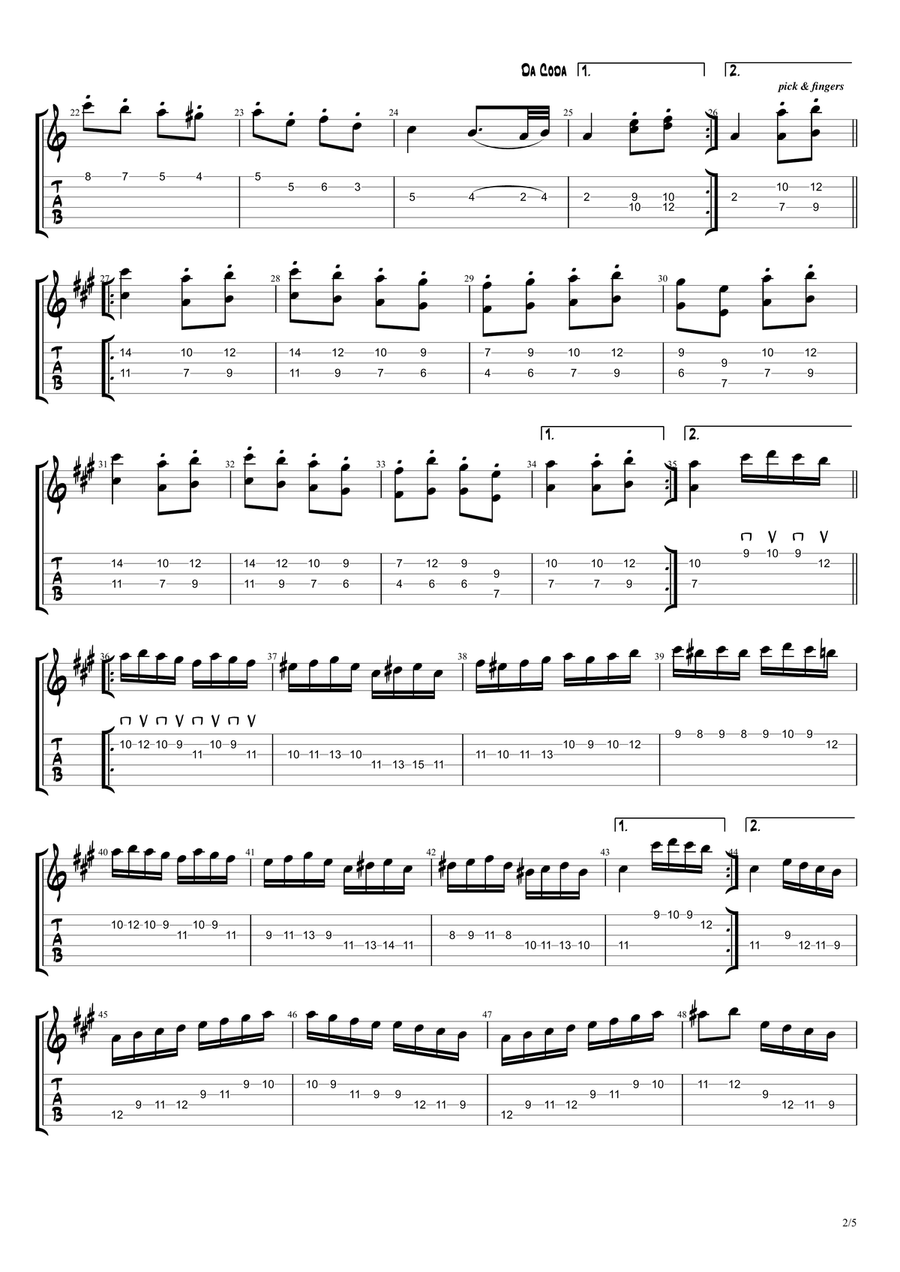 Rondo Alla Turca (Turkish March) for Flatpicking Guitar / Electric Guitar Flatpicking Guitar scores gallery preview page 2