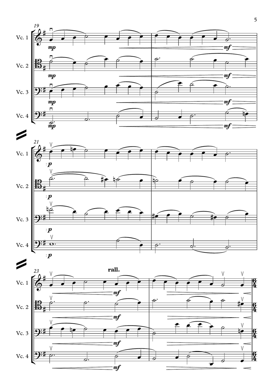 Pieds-en-l'air (Movement 5 from Capriol Suite) [Cello Quartet] Chamber Orchestra scores gallery preview page 5