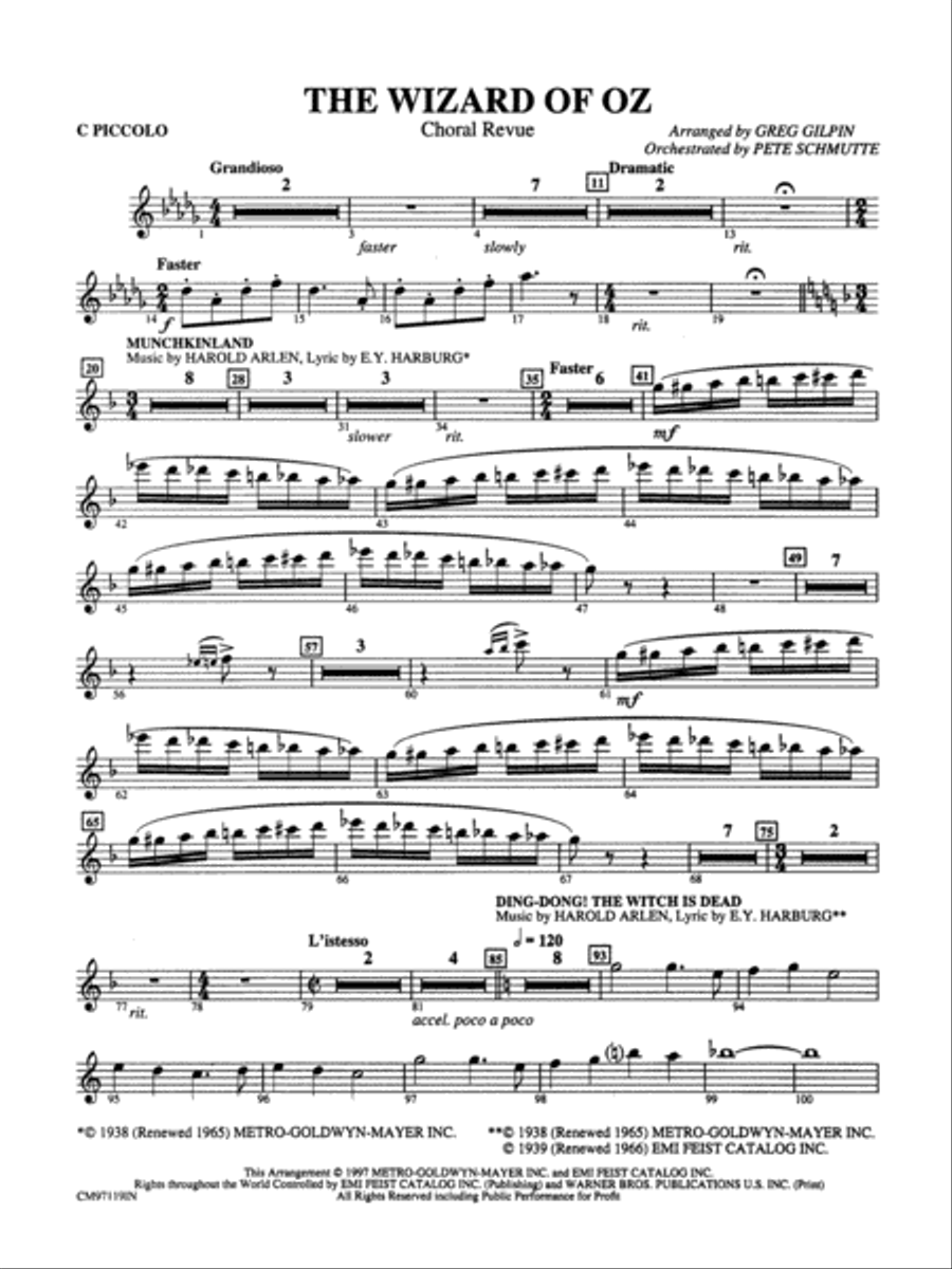 The Wizard of Oz -- Choral Revue: Piccolo Piccolo scores gallery preview page 1