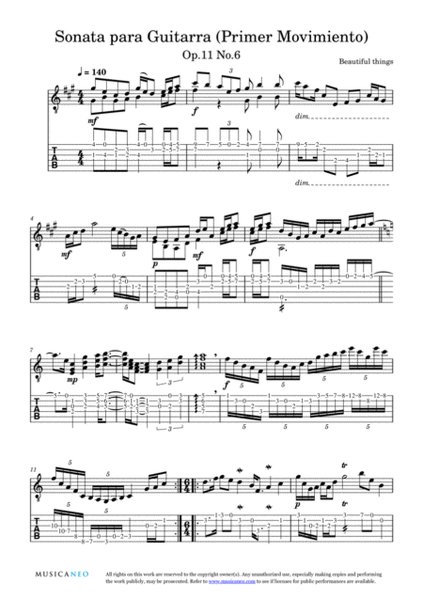Sonata para Guitarra (Primer Movimiento)-Beautiful things Op.11 No.6