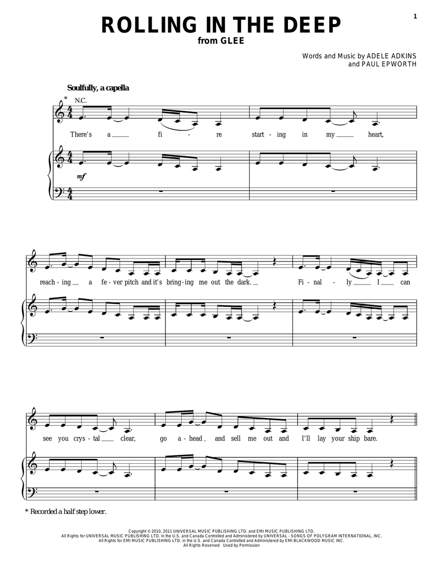 Rolling In The Deep Piano, Vocal, Guitar scores gallery preview page 1