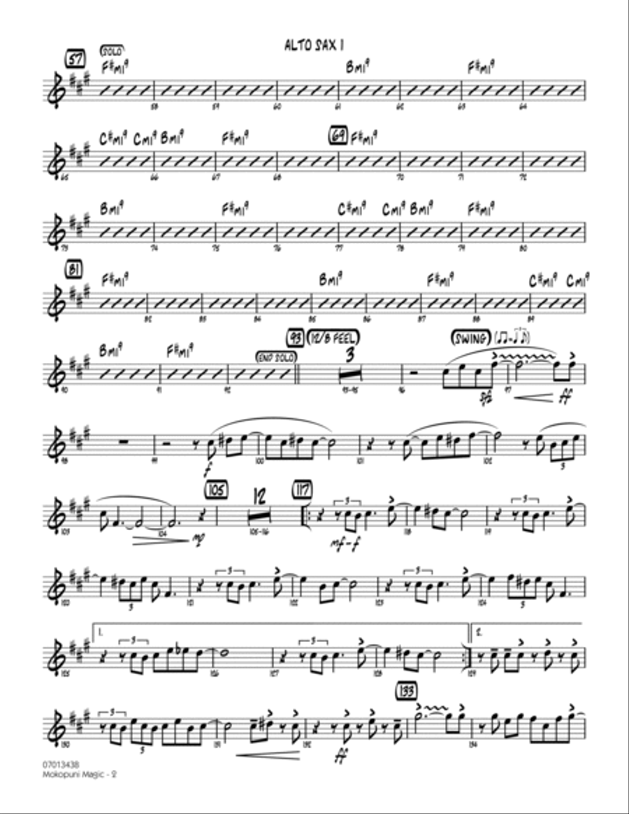 Mokopuni Magic (Island Magic) - Alto Sax 1 Jazz Ensemble scores gallery preview page 2