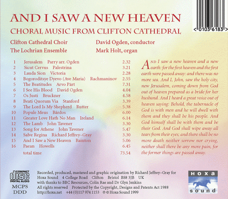 Clifton Cathedral Choir: And I Saw a New Heaven - Choral Music from Clifton Cathedral