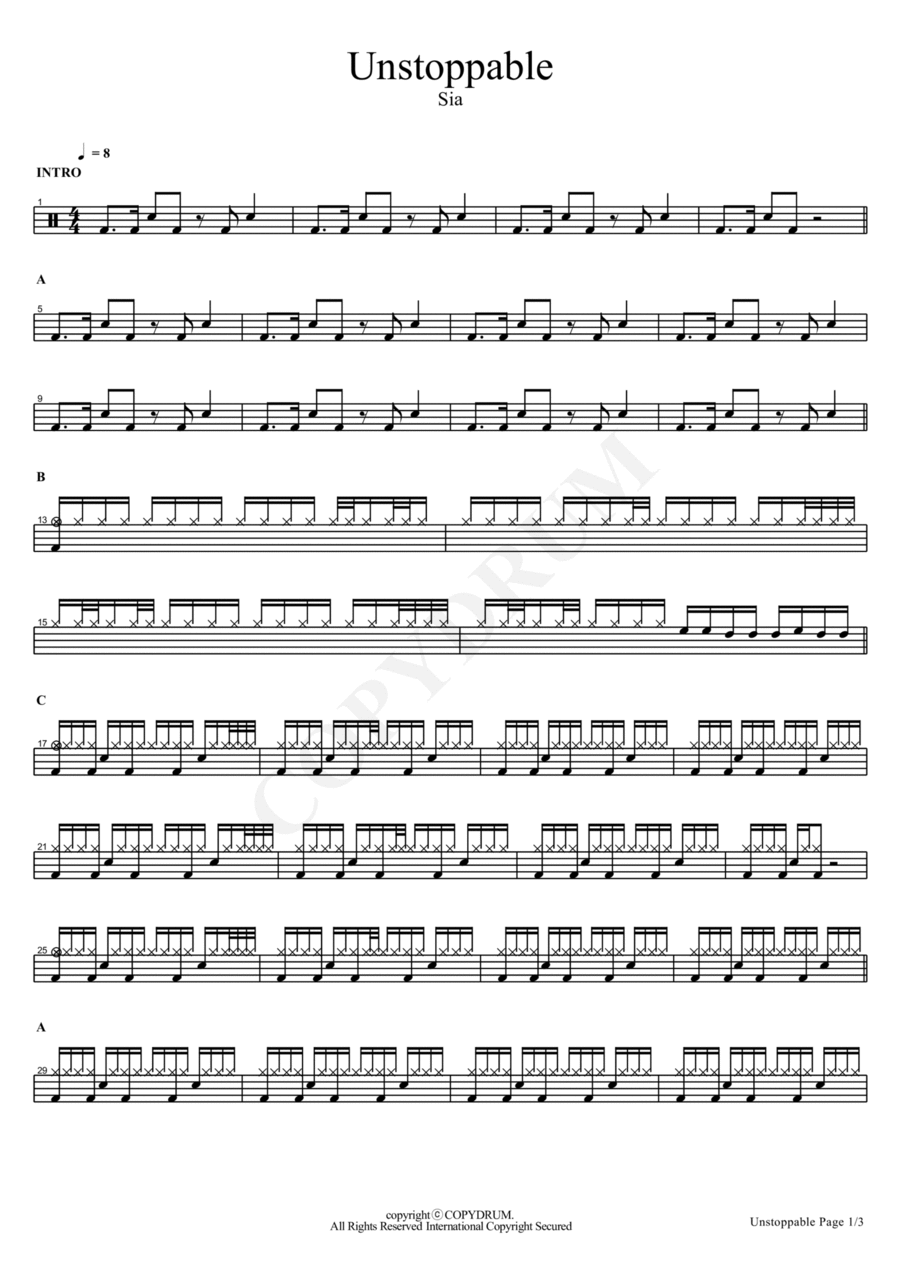 Unstoppable Drum Set scores gallery preview page 1