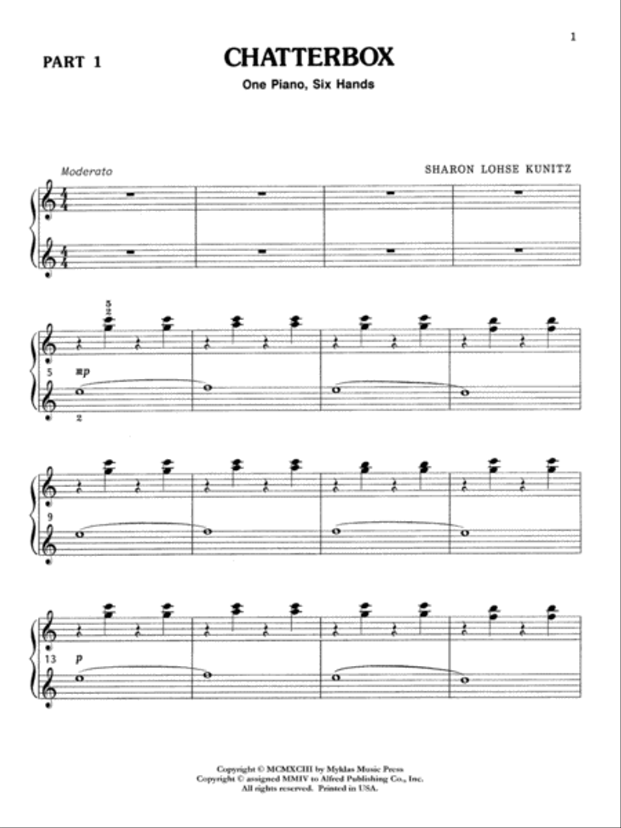 Chatterbox - Piano Trio (1 Piano, 6 Hands) Piano Solo scores gallery preview page 1
