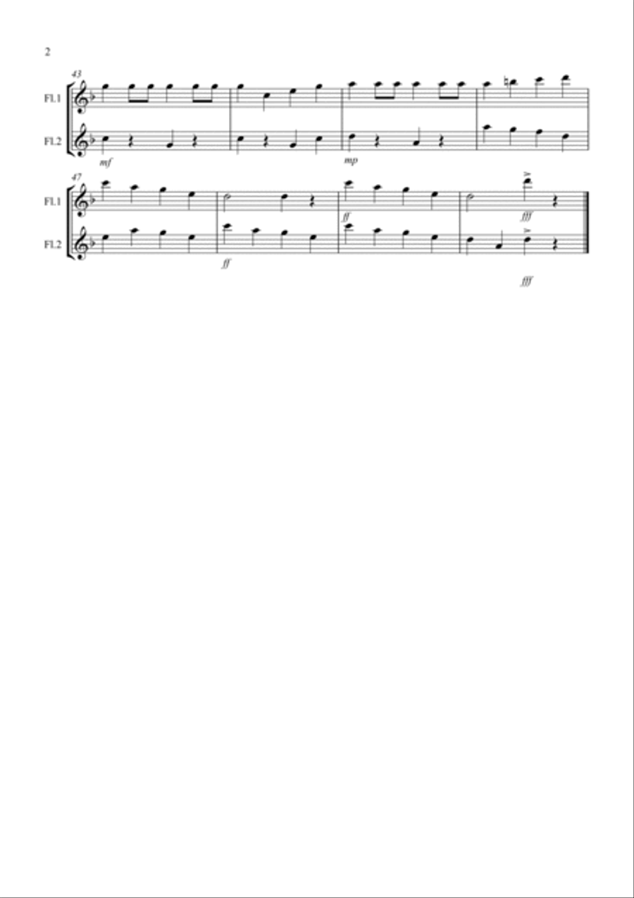 Drunken Sailor for Flute Duet Flute Duet scores gallery preview page 2