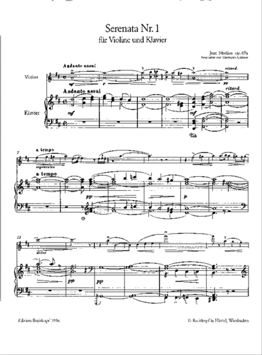 Serenata No. 1 in D major Op. 69a Violin Solo scores gallery preview page 2