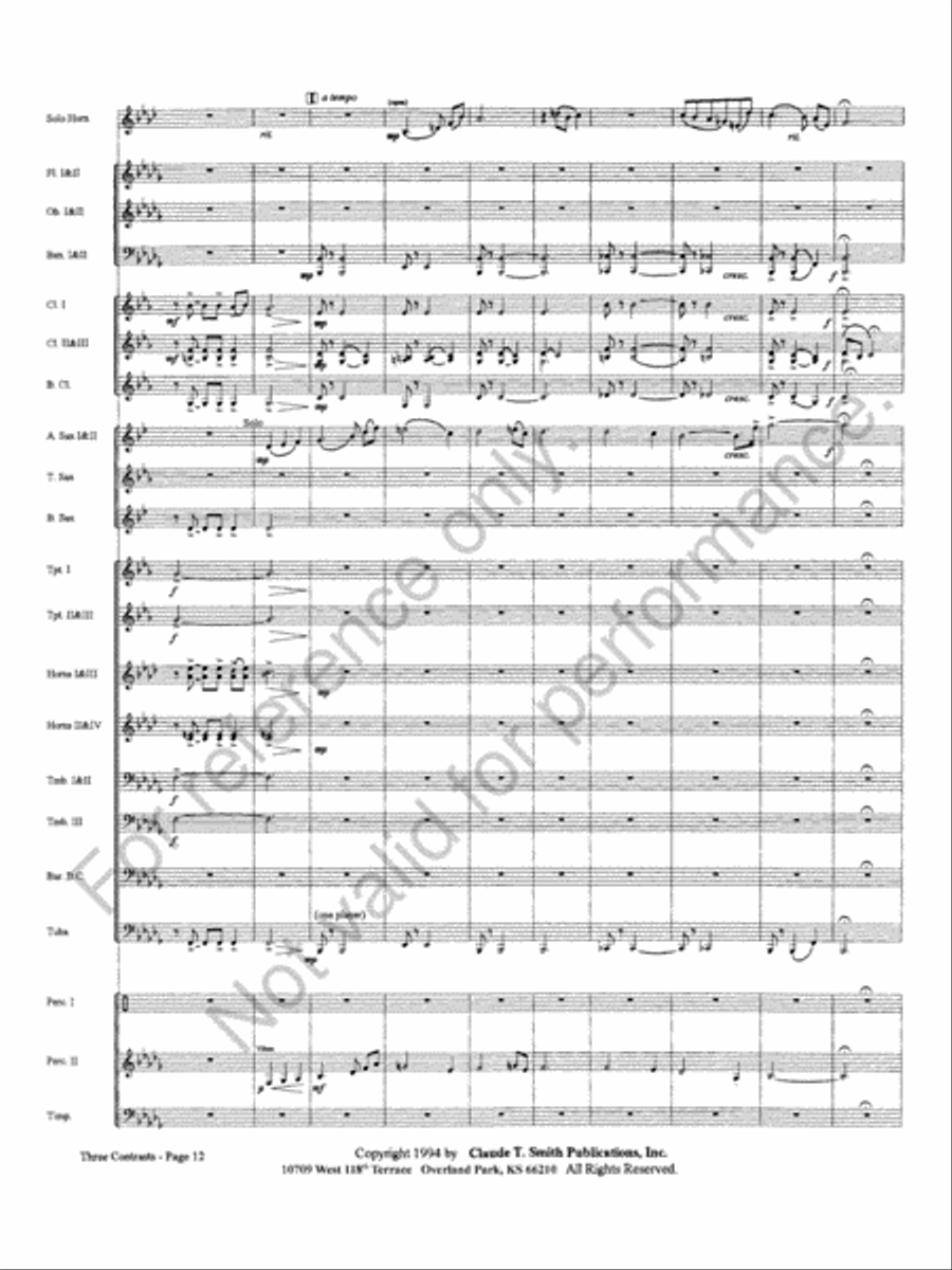 Three Contrasts for Two Horns And Wind Ensemble Concert Band scores gallery preview page 16