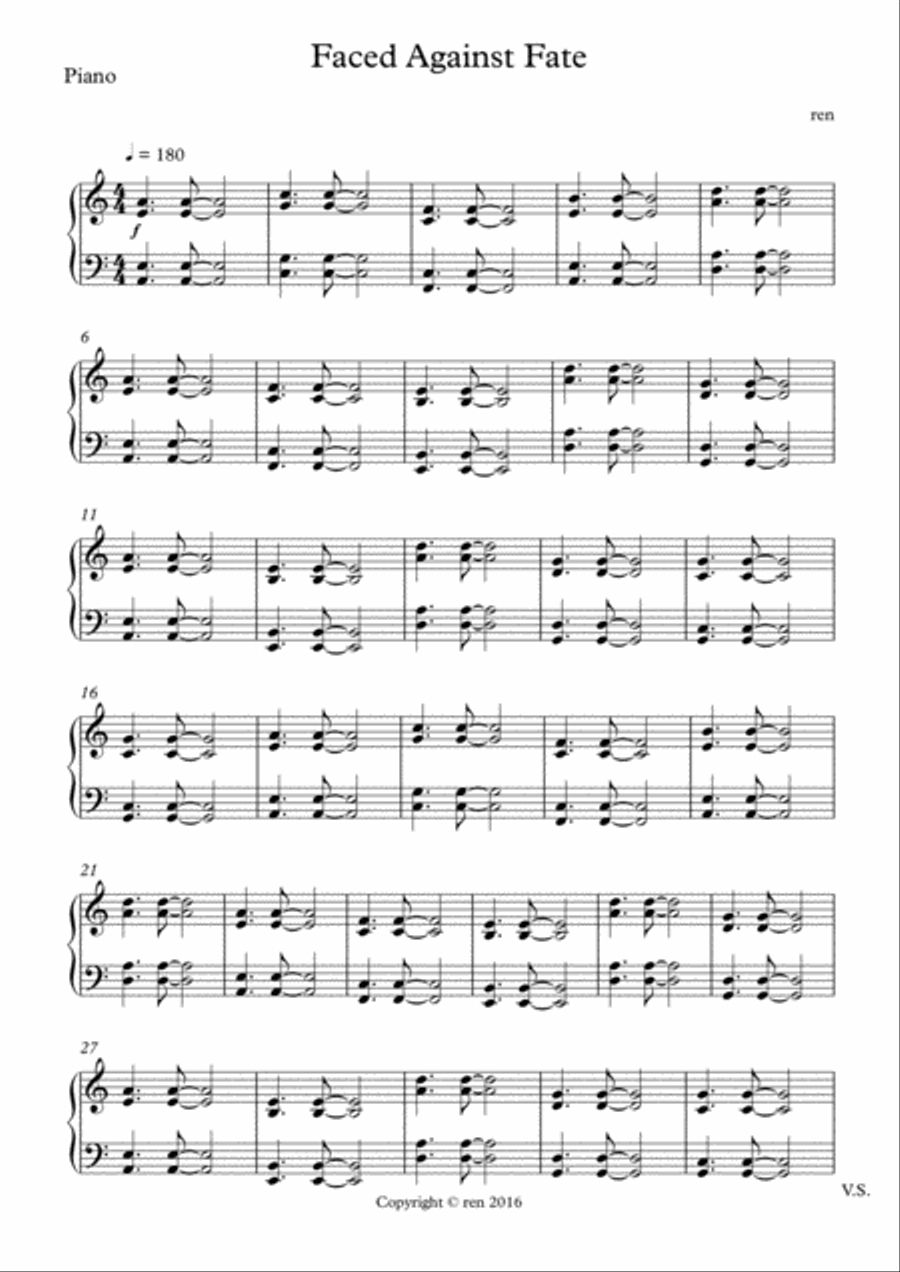 Faced Against Fate (Piano Section) Piano Solo scores gallery preview page 1