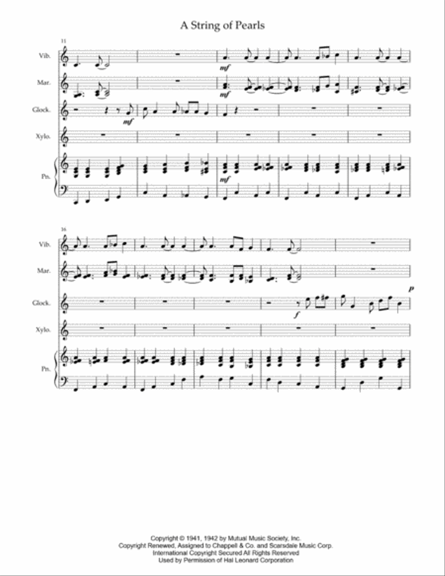 A String Of Pearls Percussion Ensemble scores gallery preview page 4