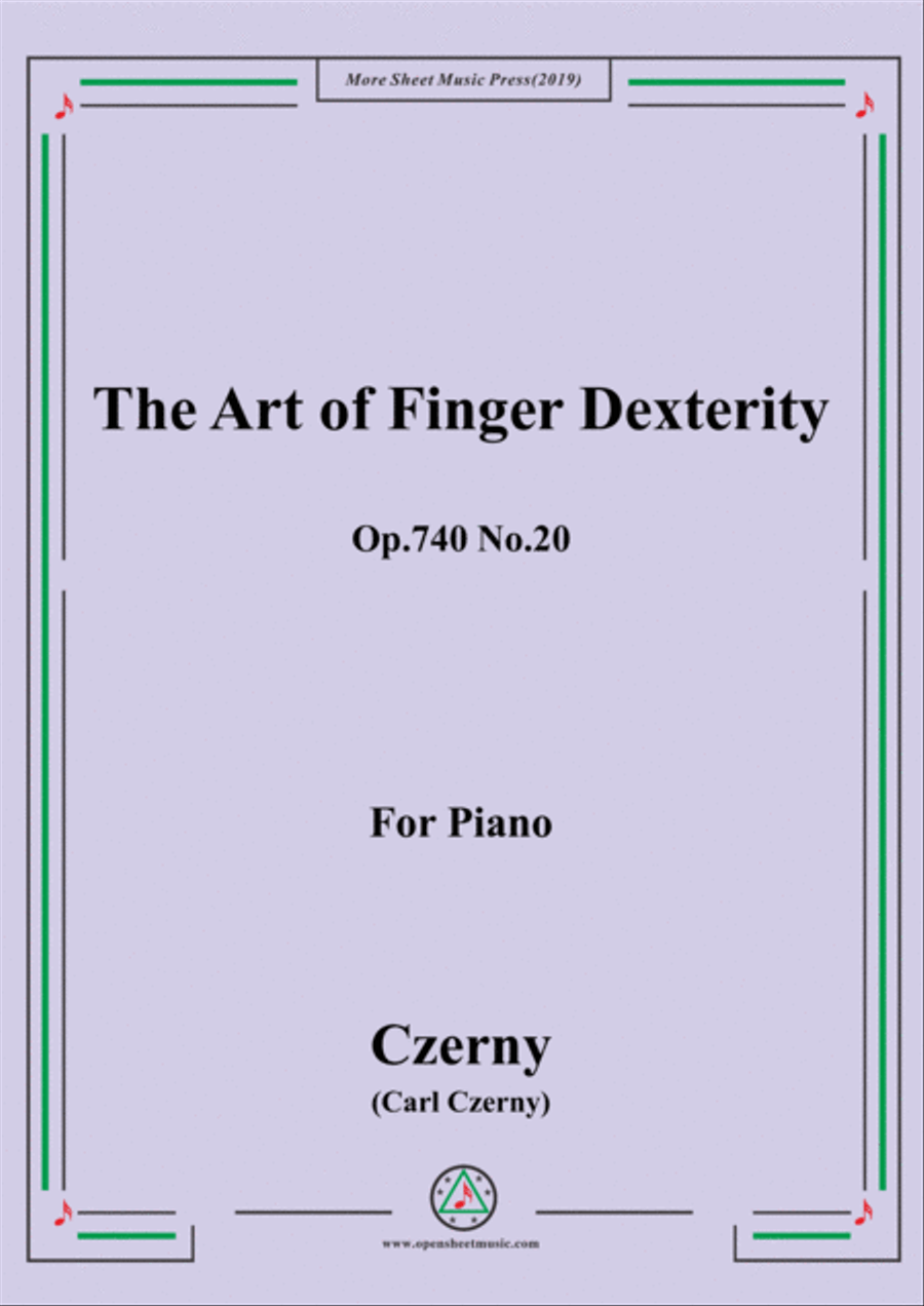 Czerny-The Art of Finger Dexterity,Op.740 No.20,for Piano Piano Solo scores gallery preview page 1
