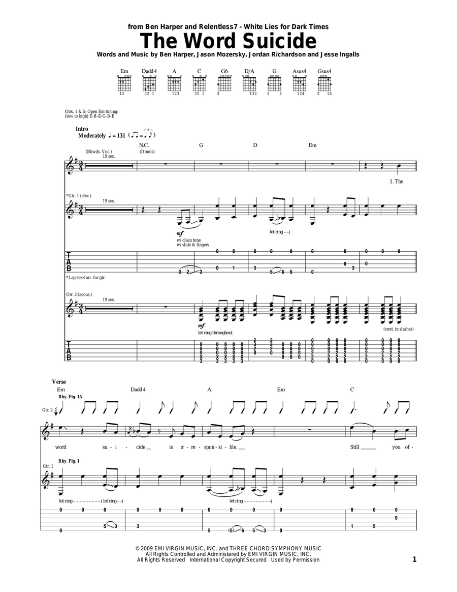The Word Suicide The Word Suicide Acoustic Guitar scores gallery preview page 1