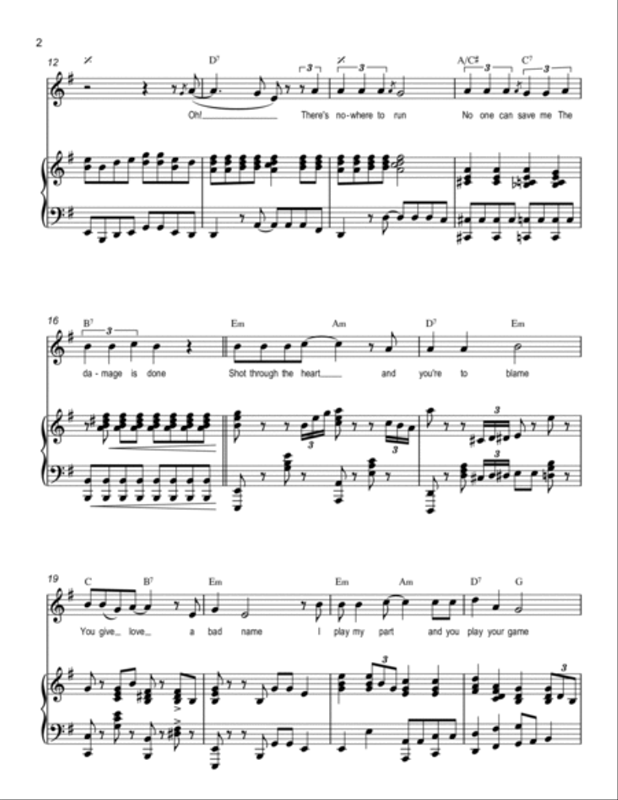 You Give Love A Bad Name Piano, Vocal, Guitar scores gallery preview page 2