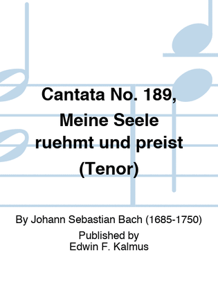 Book cover for Cantata No. 189, Meine Seele ruehmt und preist (Tenor)