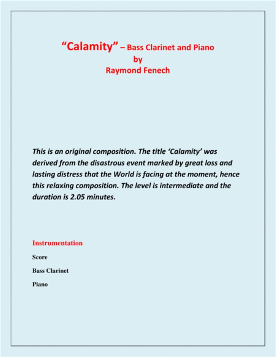 Calamity - For Bass Clarinet and Piano Bass Clarinet scores gallery preview page 2