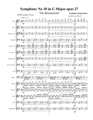 Book cover for Symphony No 18 in G Major "The Brucknerian" Opus 27 - 4th Movement (4 of 4) - Score Only