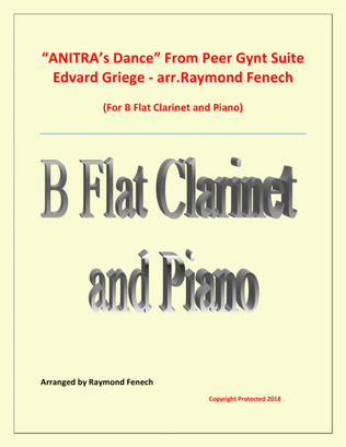 Book cover for Anitra's Dance - From Peer Gynt (B Flat Clarinet and Piano)